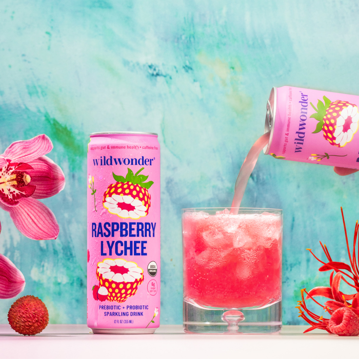 Raspberry Lychee Sparkling Prebiotic + Probiotic Drink