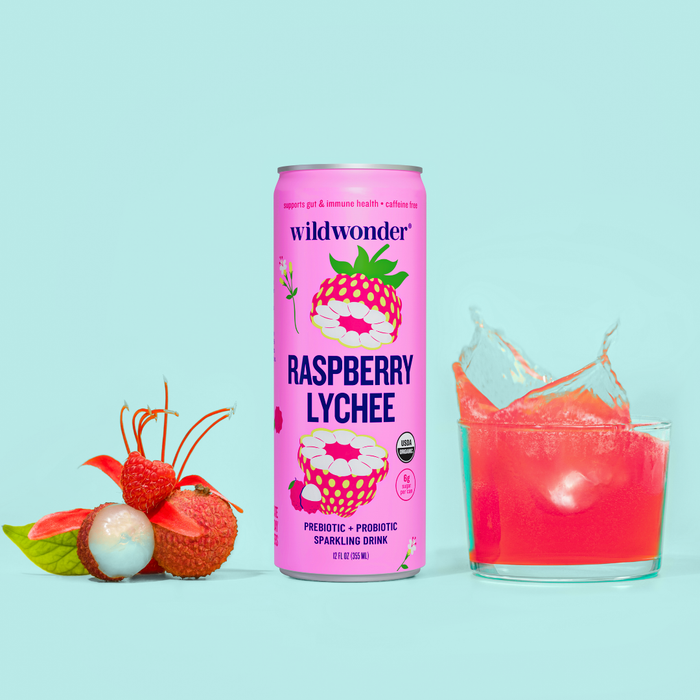 Raspberry Lychee Sparkling Prebiotic + Probiotic Drink