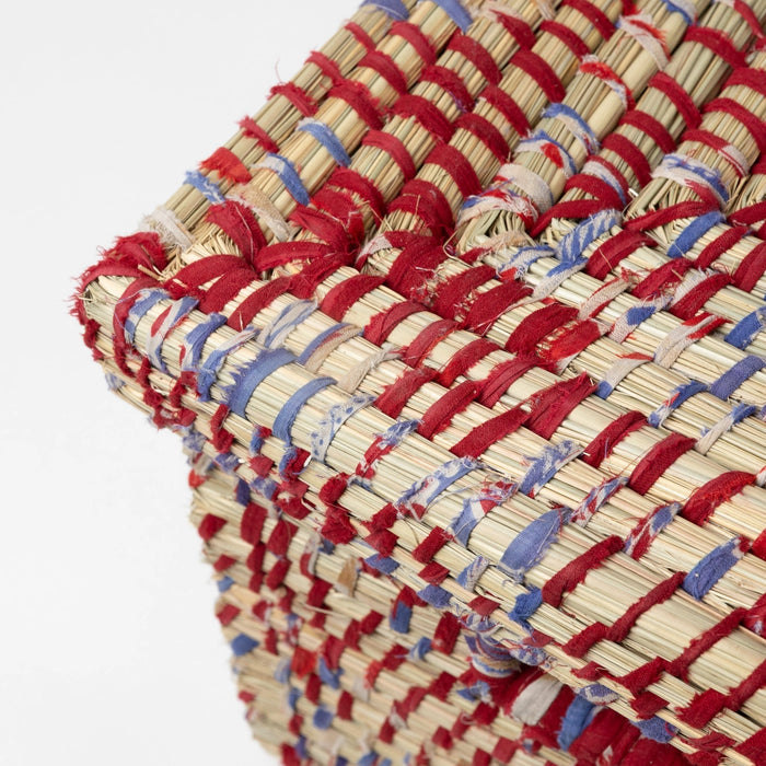 Lidded Assorted Sari Storage Basket 10.5"H