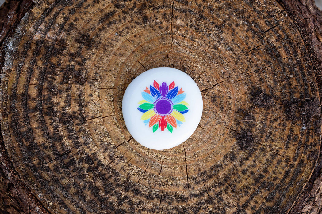 Gay Pride Rainbow Imprinted Glass Stone