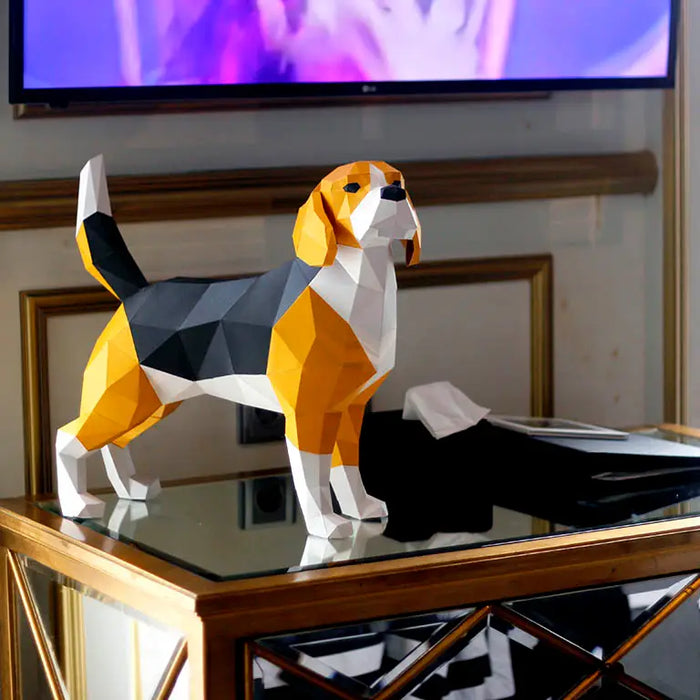 3D Beagle Papercraft Dog Origami Model