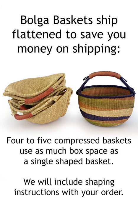Natural Baby Ghanaian Bolga Basket with Leather Handle