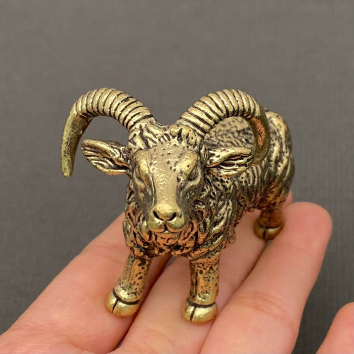 Brass Bighorn Sheep Desktop Decoration