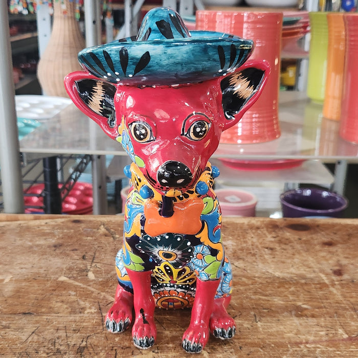 Talavera Sitting Chihuahua w/Sombrero