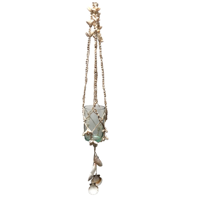 Rope Hanging Planter w/Shell Dangles