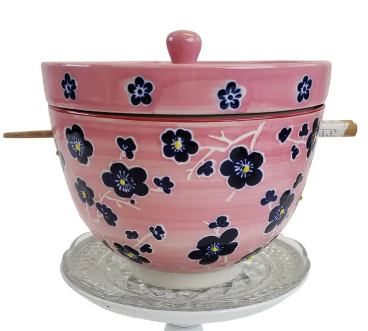 Ceramic Bowl w/Lid & Chopsticks