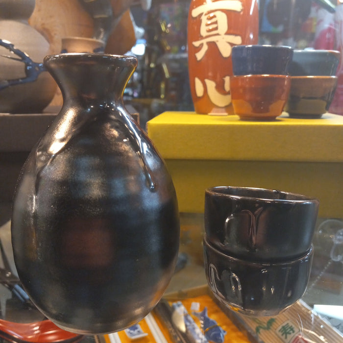 Black Luster Sake Set