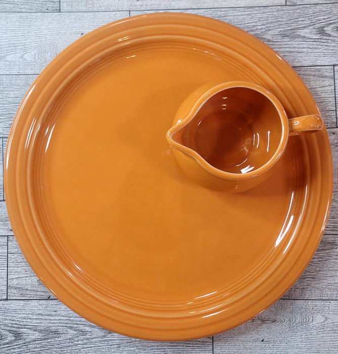 Retired Welled snack plate with creamer
