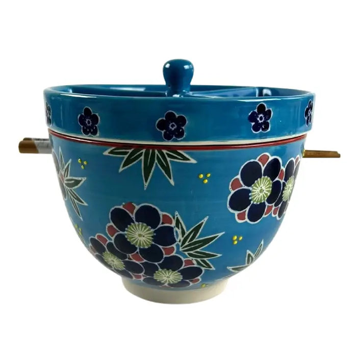 Ceramic Bowl w/Lid & Chopsticks